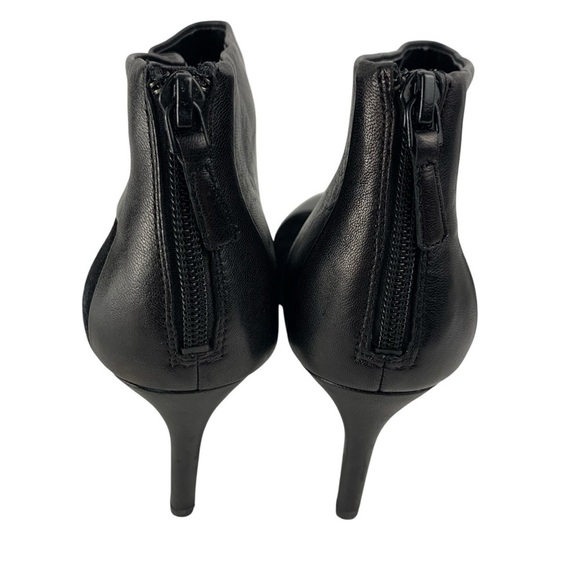 Cole Haan sz 7.5B Black Leather Suede Heeled Ankle Booties Rear Zip Pointed Toe - Picture 4 of 11